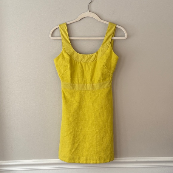 Anthropologie Maeve Sleeveless Mini Dress With Back Cutout In Chartreuse - Picture 3 of 12